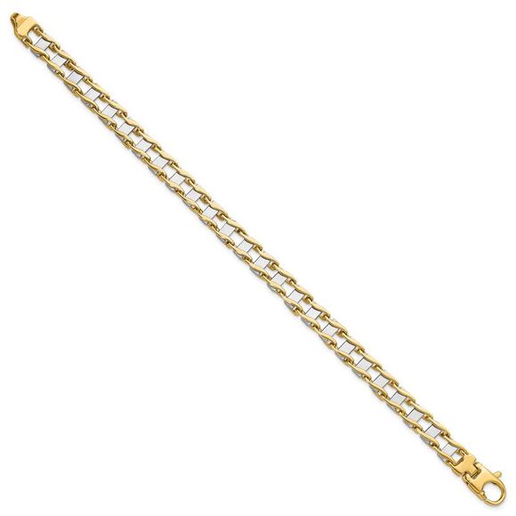Men's 7.95mm Polished 14k Two Tone Gold Fancy Link Bracelet, 8.5 Inch - Picture 2 of 7